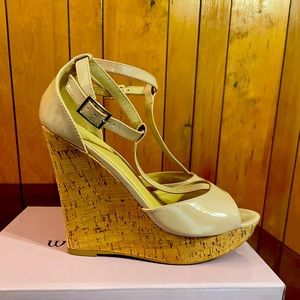 Tan Wedge Heel Stylish & Comfortable Size 8.5